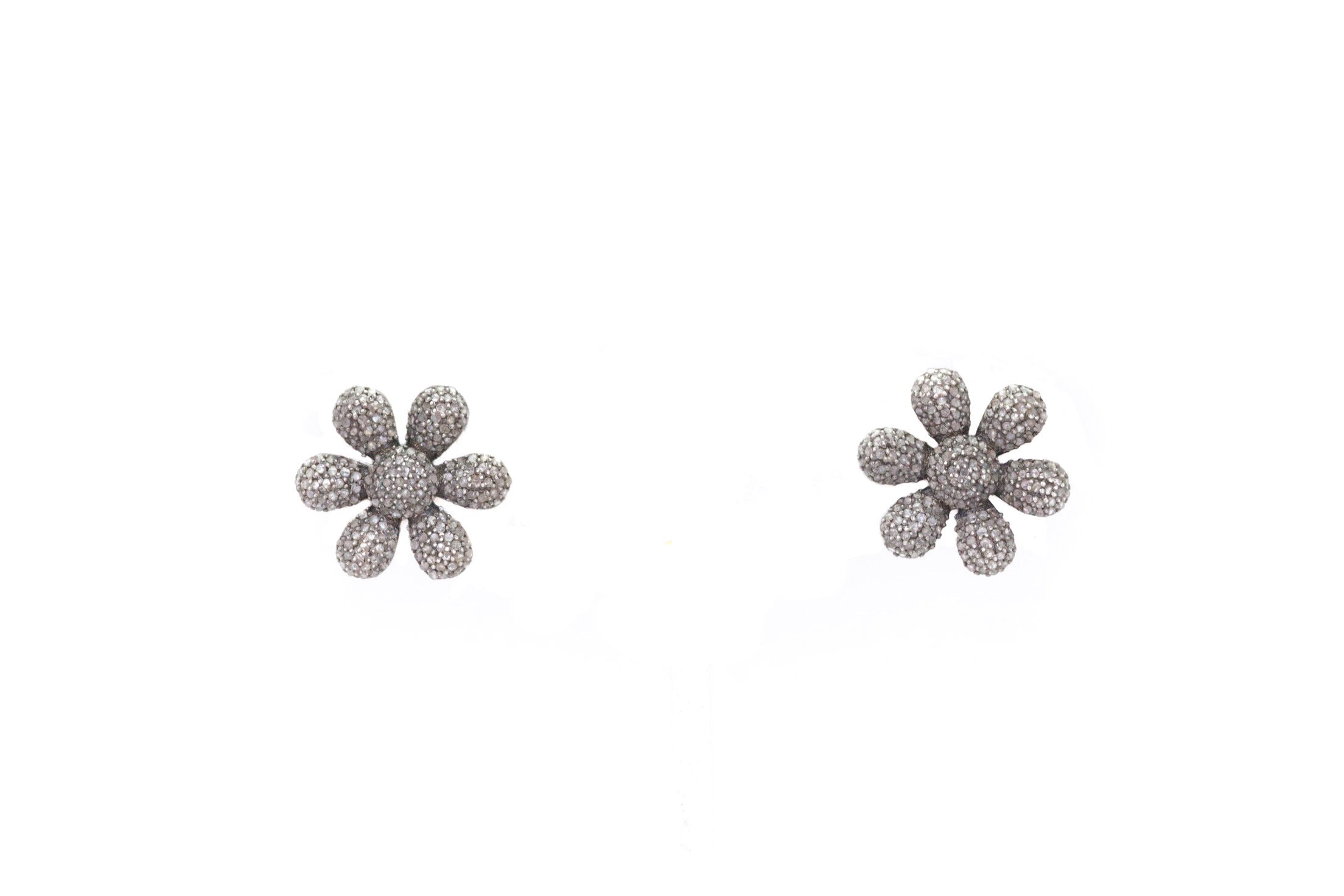 S.Row Designs Pave Diamond Flower Earrings