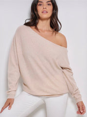 Minnie Rose Cashmere off the Shoulder Sweater