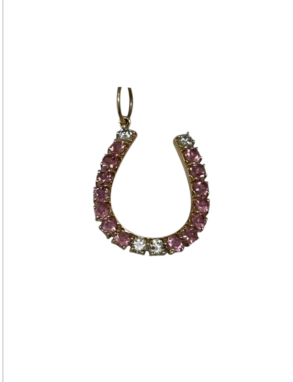 S.Row Designs Pink Sapphire & Diamond Horseshoe Charm