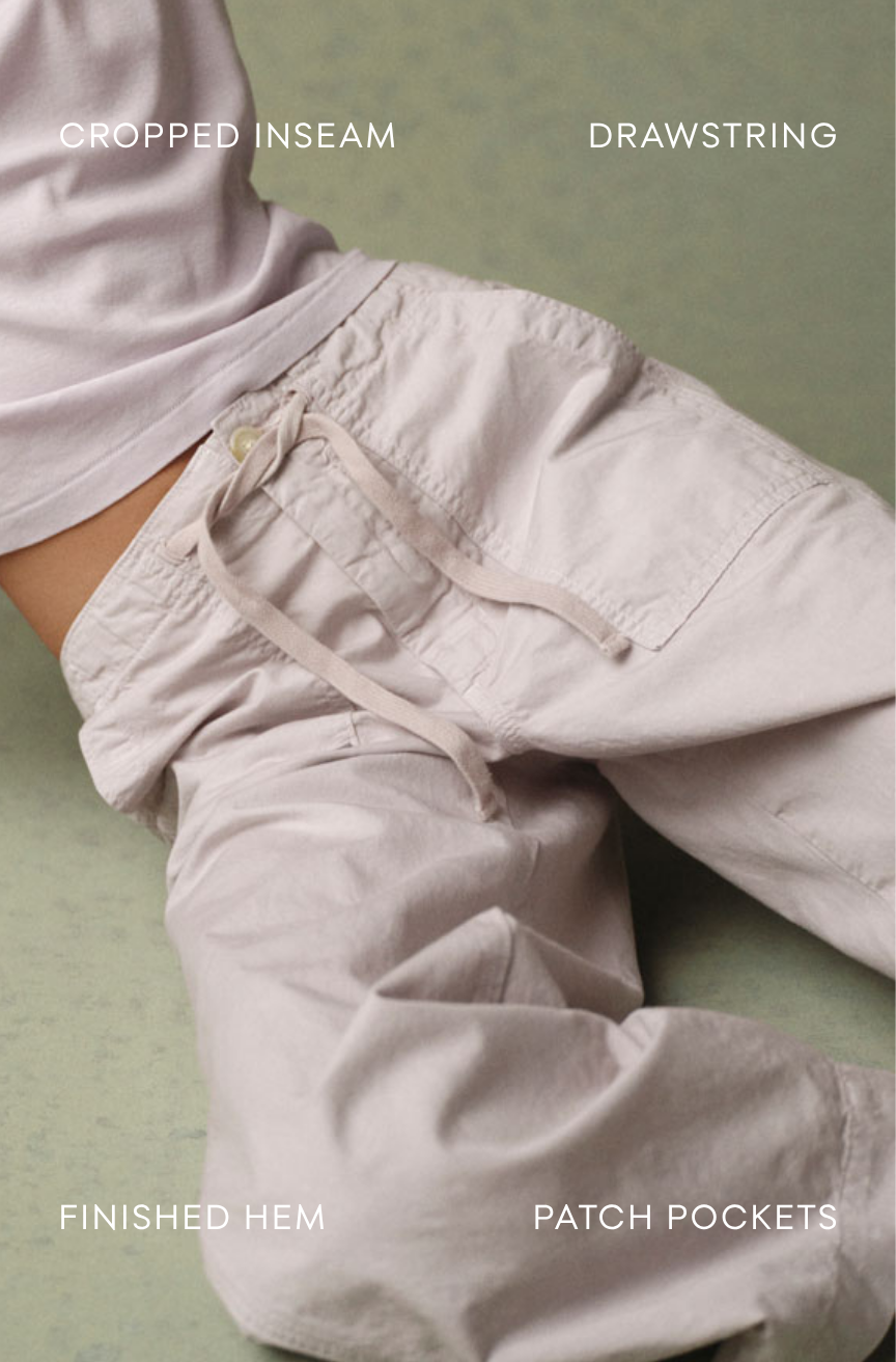 AMO Easy Drawstring Slouch Crop in Grey Quartz
