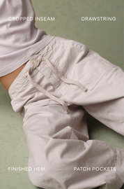 AMO Easy Drawstring Slouch Crop in Grey Quartz