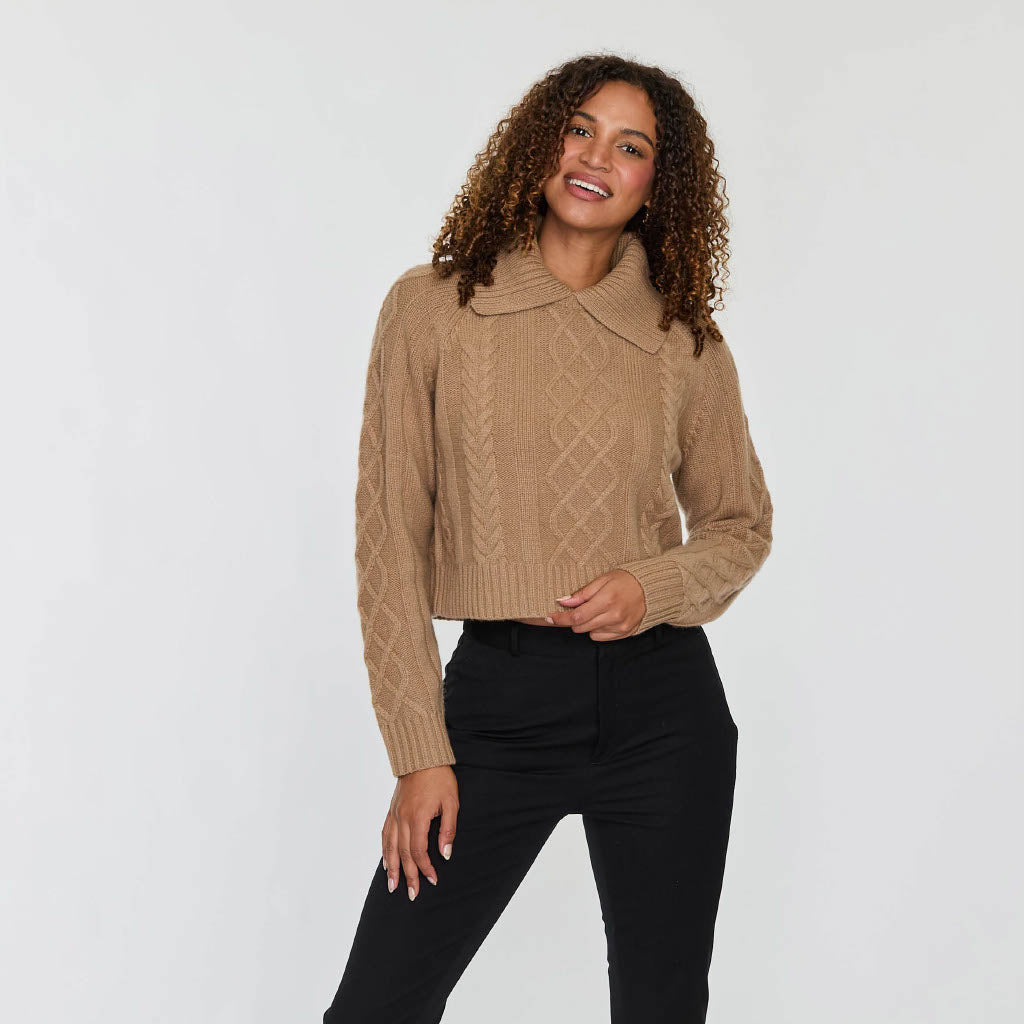 Cashmere Project Removable Collar Cable Crop Polo