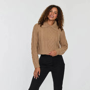 Cashmere Project Removable Collar Cable Crop Polo