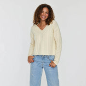 Cashmere Project Cropped Cable V Neck Sweater