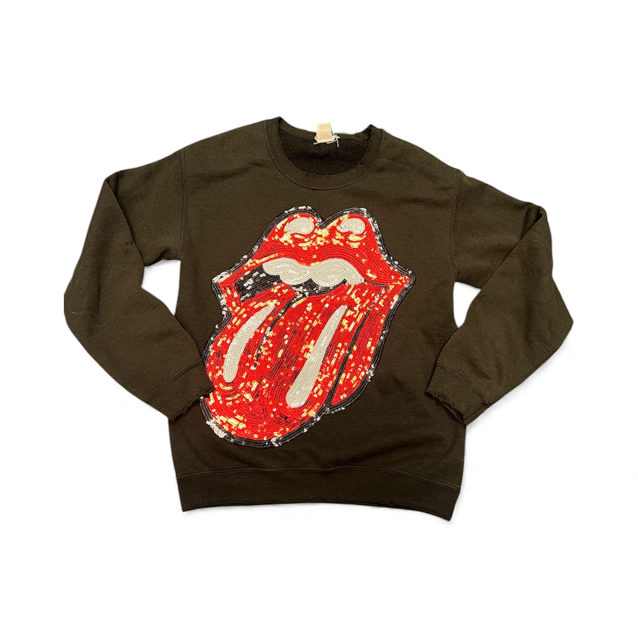 MadeWorn Rolling Stones Sequin Shrunken Sweatshirt