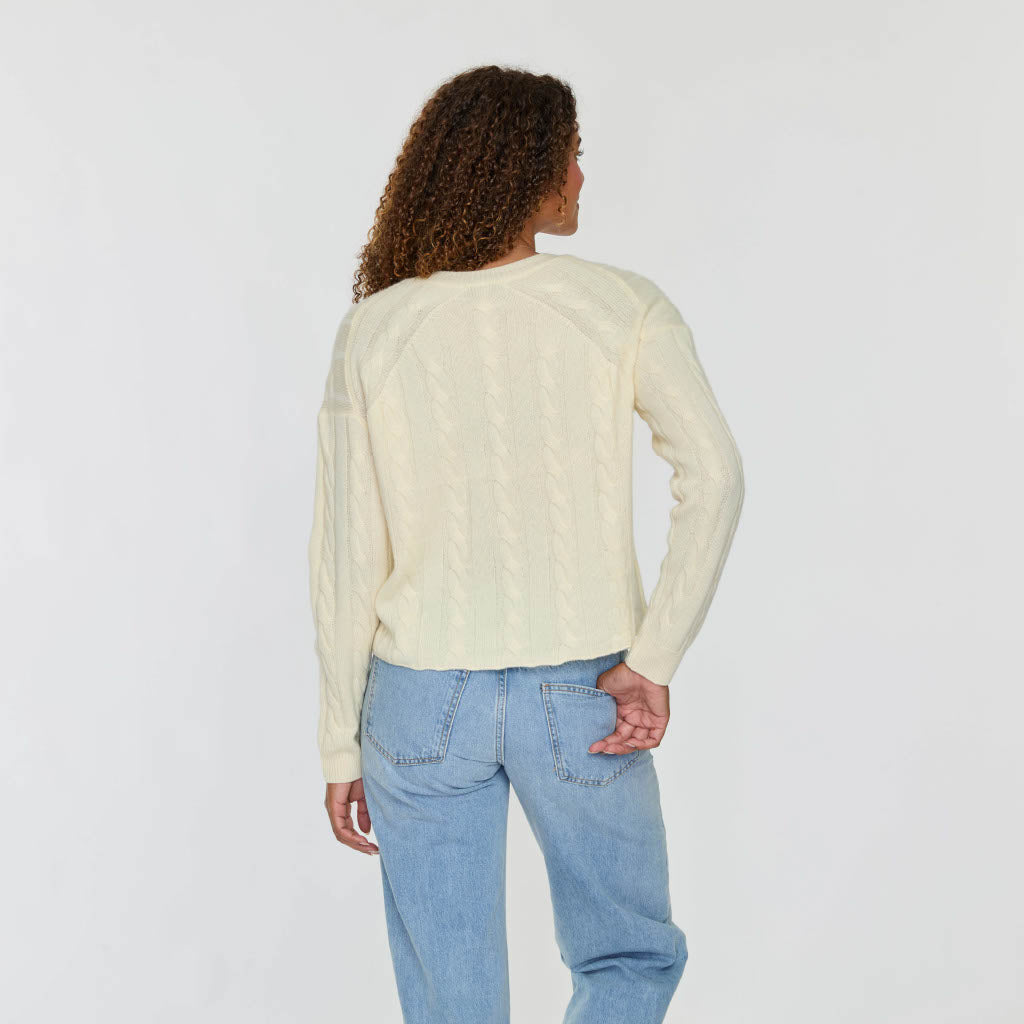 Cashmere Project Cropped Cable V Neck Sweater