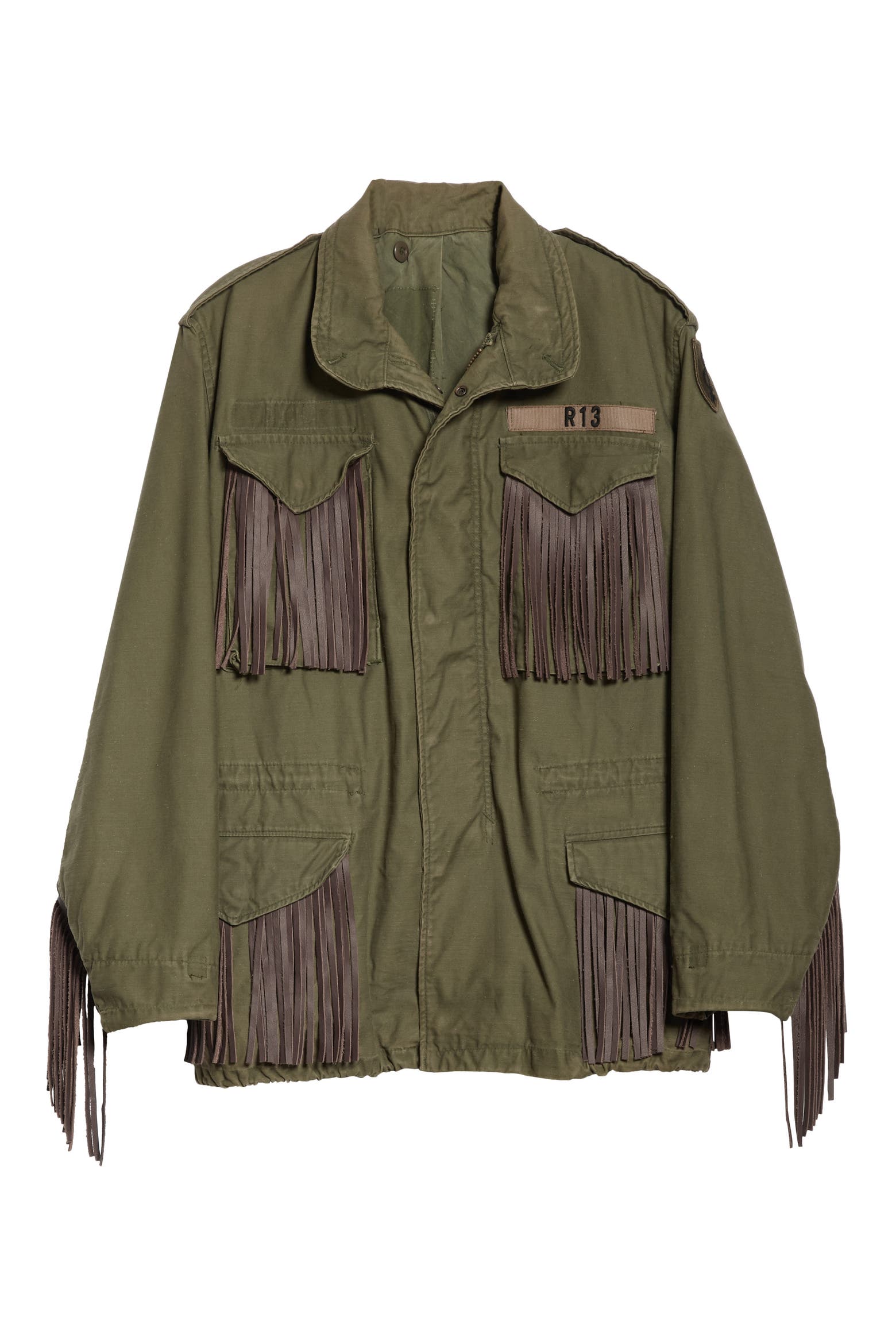 R13 Leather Fringe Repurposed M65 Jacket
