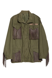 R13 Leather Fringe Repurposed M65 Jacket