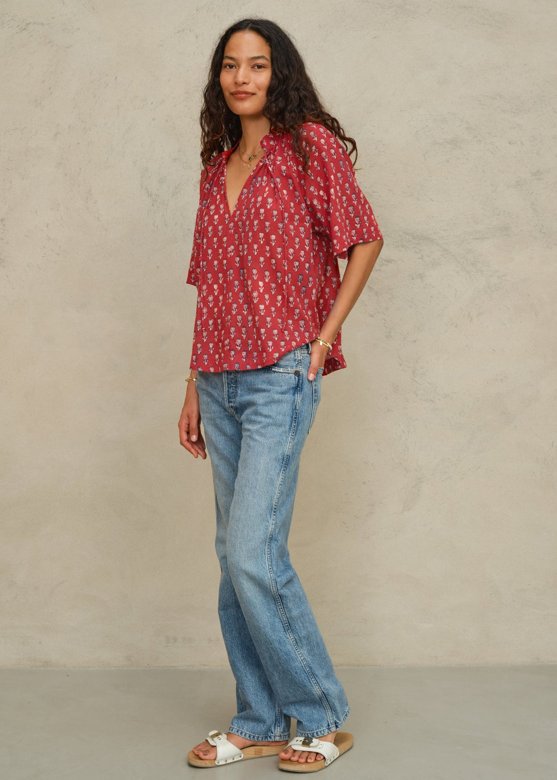 M.A.B.E. Ari Print Short Sleeve Top