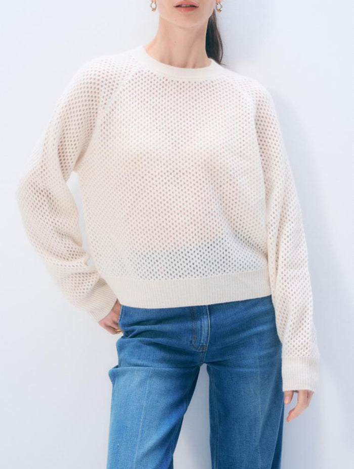 White + Warren Cashmere Mesh Sweatshirt