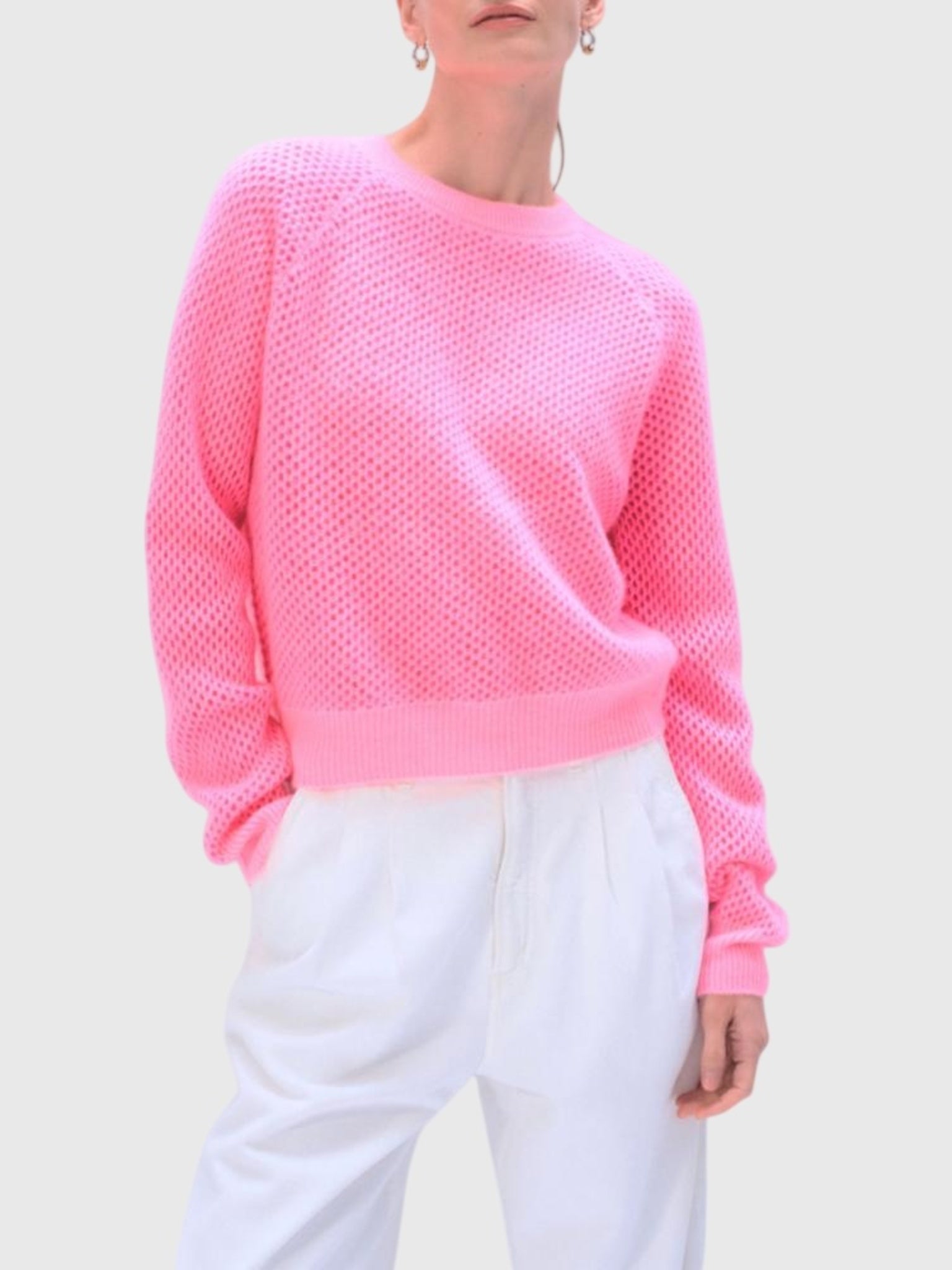 White + Warren Cashmere Mesh Sweatshirt
