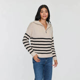 Cashmere Project Striped Quarter Zip Sweater