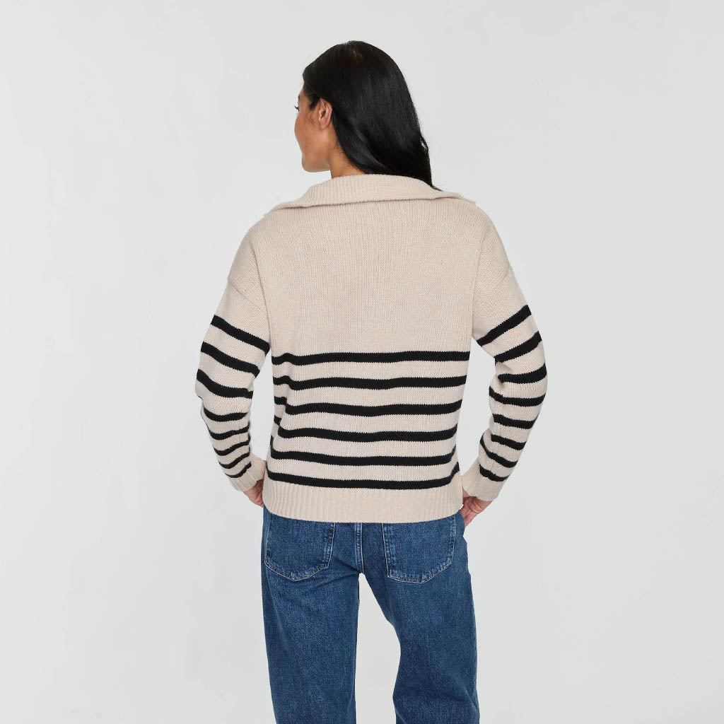 Cashmere Project Striped Quarter Zip Sweater