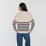 Cashmere Project Striped Quarter Zip Sweater