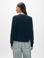 White + Warren Cashmere Rib Trim Crewneck