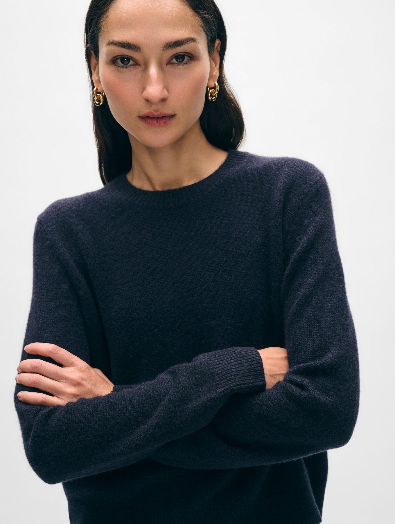 White + Warren Cashmere Rib Trim Crewneck