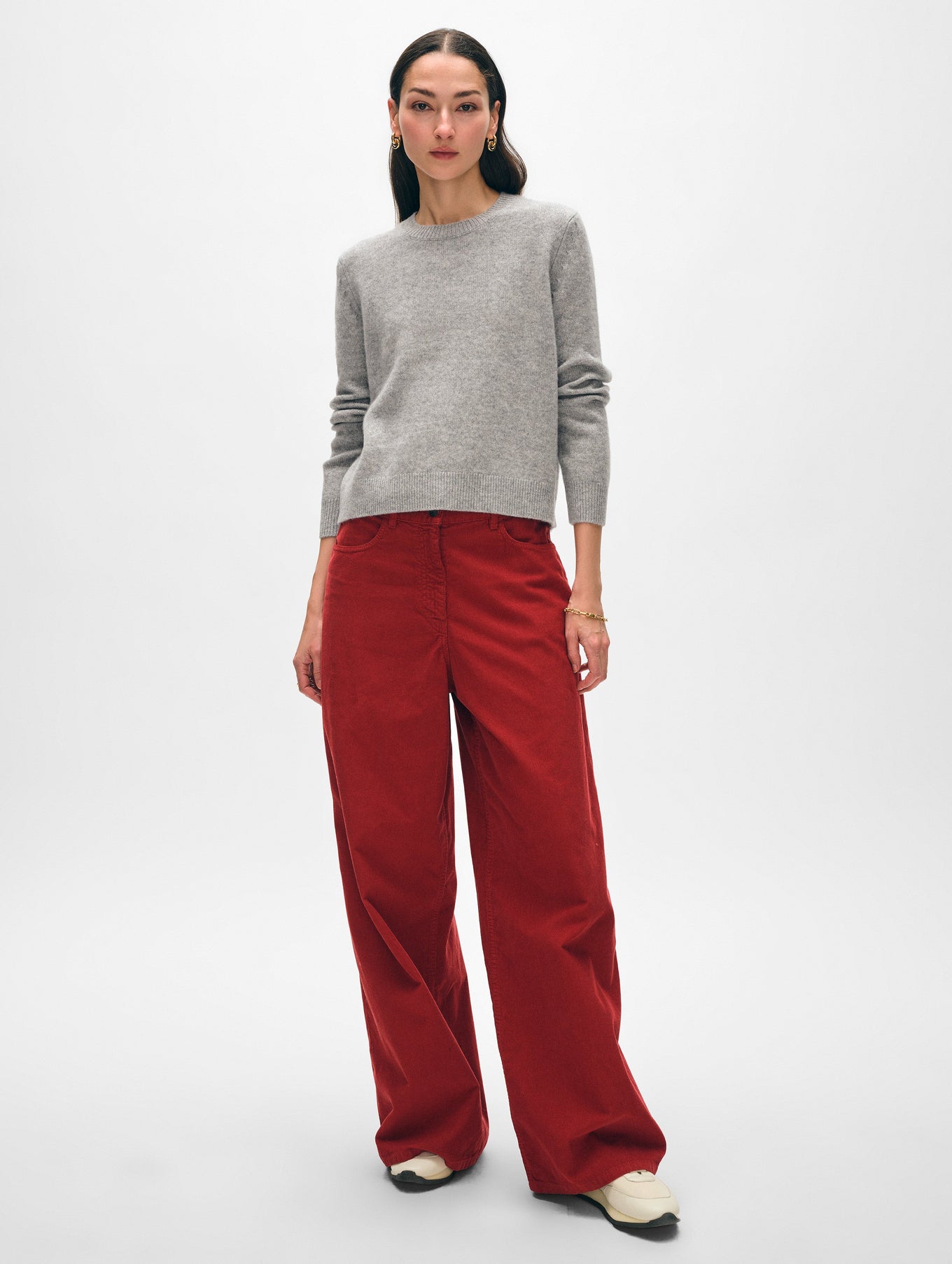 White + Warren Cashmere Rib Trim Crewneck