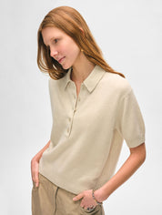 White + Warren Cashmere Button Polo Tee