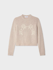 White + Warren Cashmere Blend Horse Embroidered Crewneck