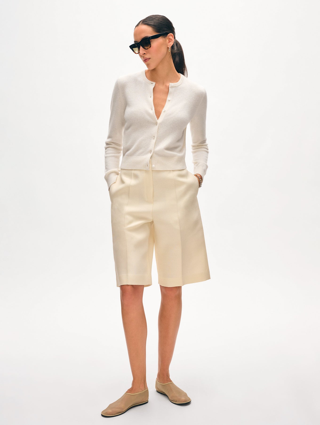 White + Warren Cashmere Crewneck Cardigan