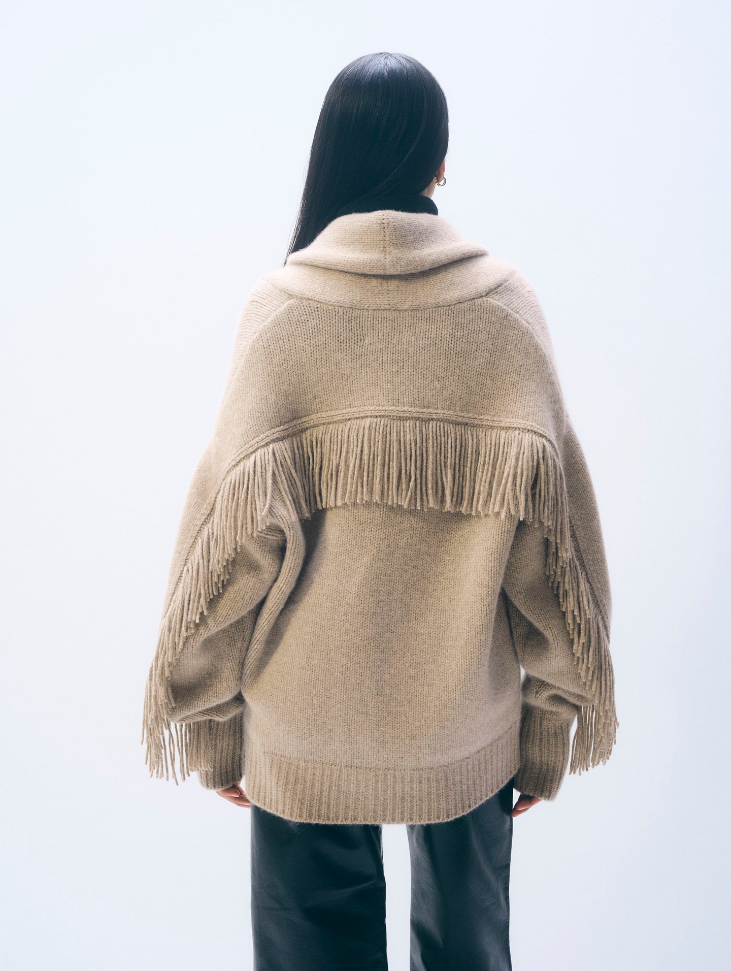White + Warren Cashmere Blend Luxe Fringe Coatigan