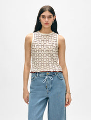 White + Warren Cotton Blend Pointelle Stitch Tank