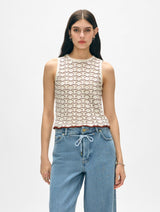 White + Warren Cotton Blend Pointelle Stitch Tank