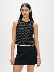White + Warren Cotton Blend Pointelle Stitch Tank