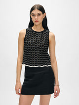 White + Warren Cotton Blend Pointelle Stitch Tank