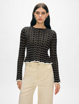 White + Warren Cotton Blend Pointelle Stitch Top