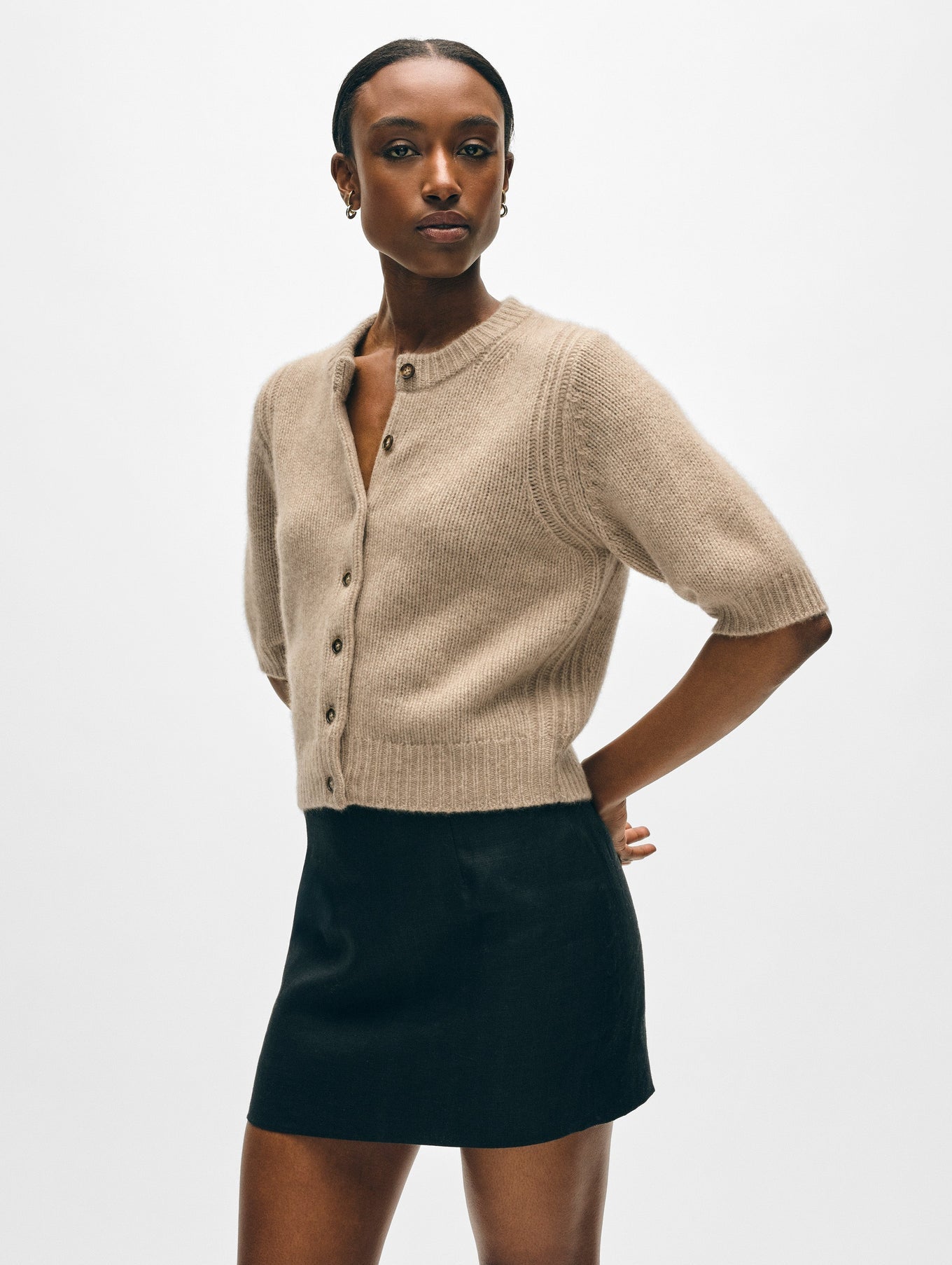 White + Warren Cashmere Elbow Sleeve Cardigan