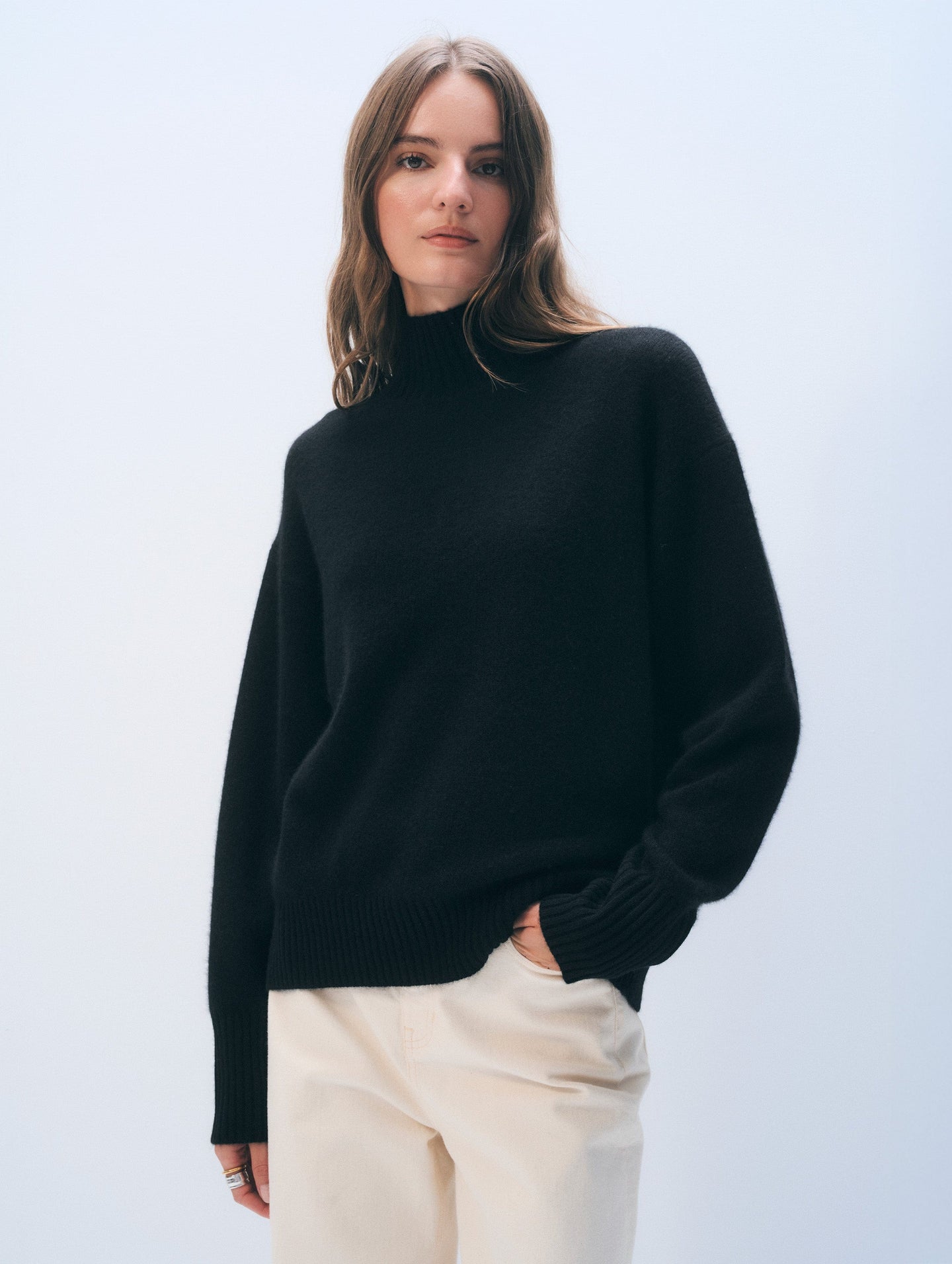 White + Warren Cashmere Oversized Standneck