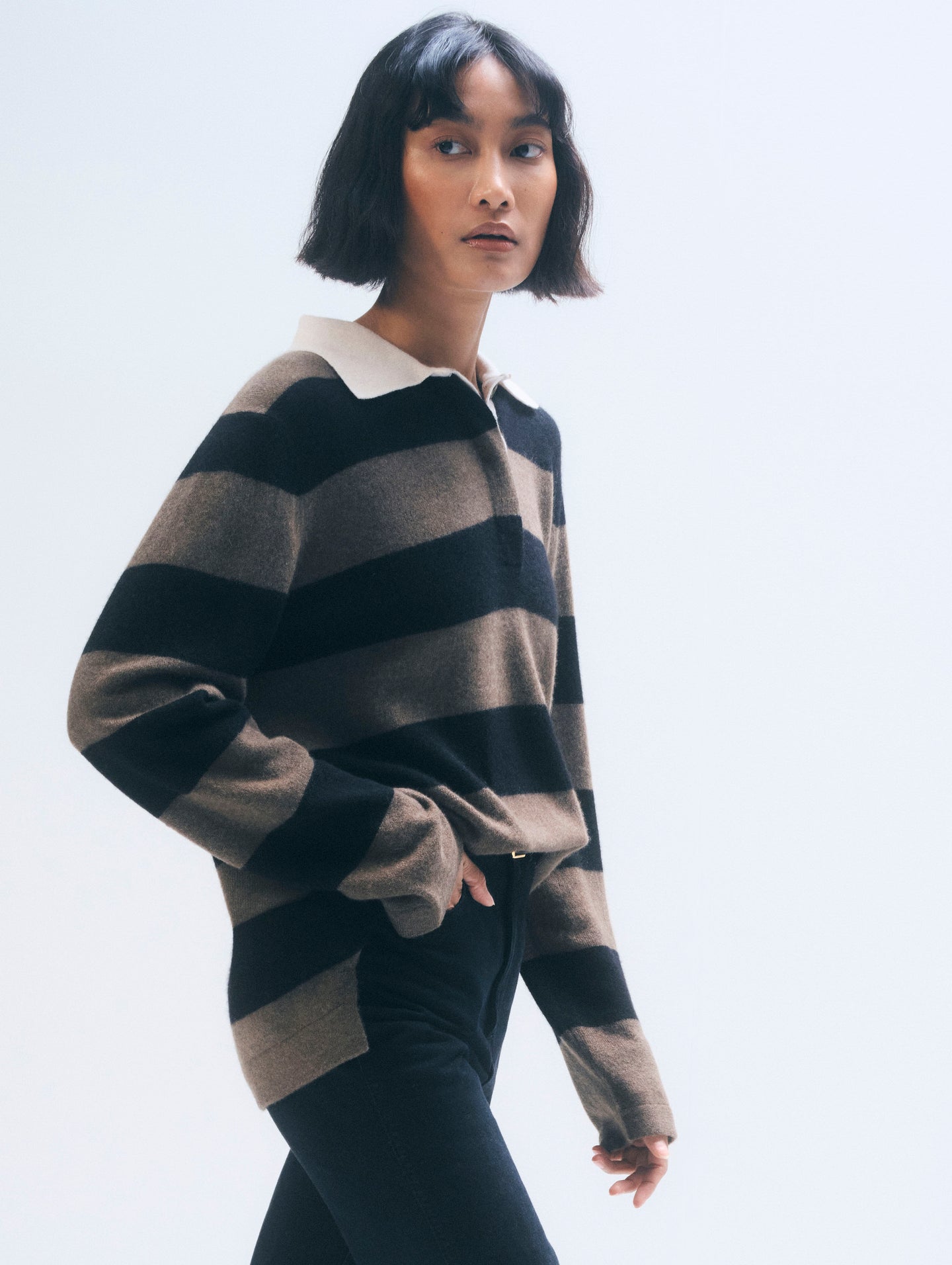 White + Warren Cashmere Rugby Stripe Polo