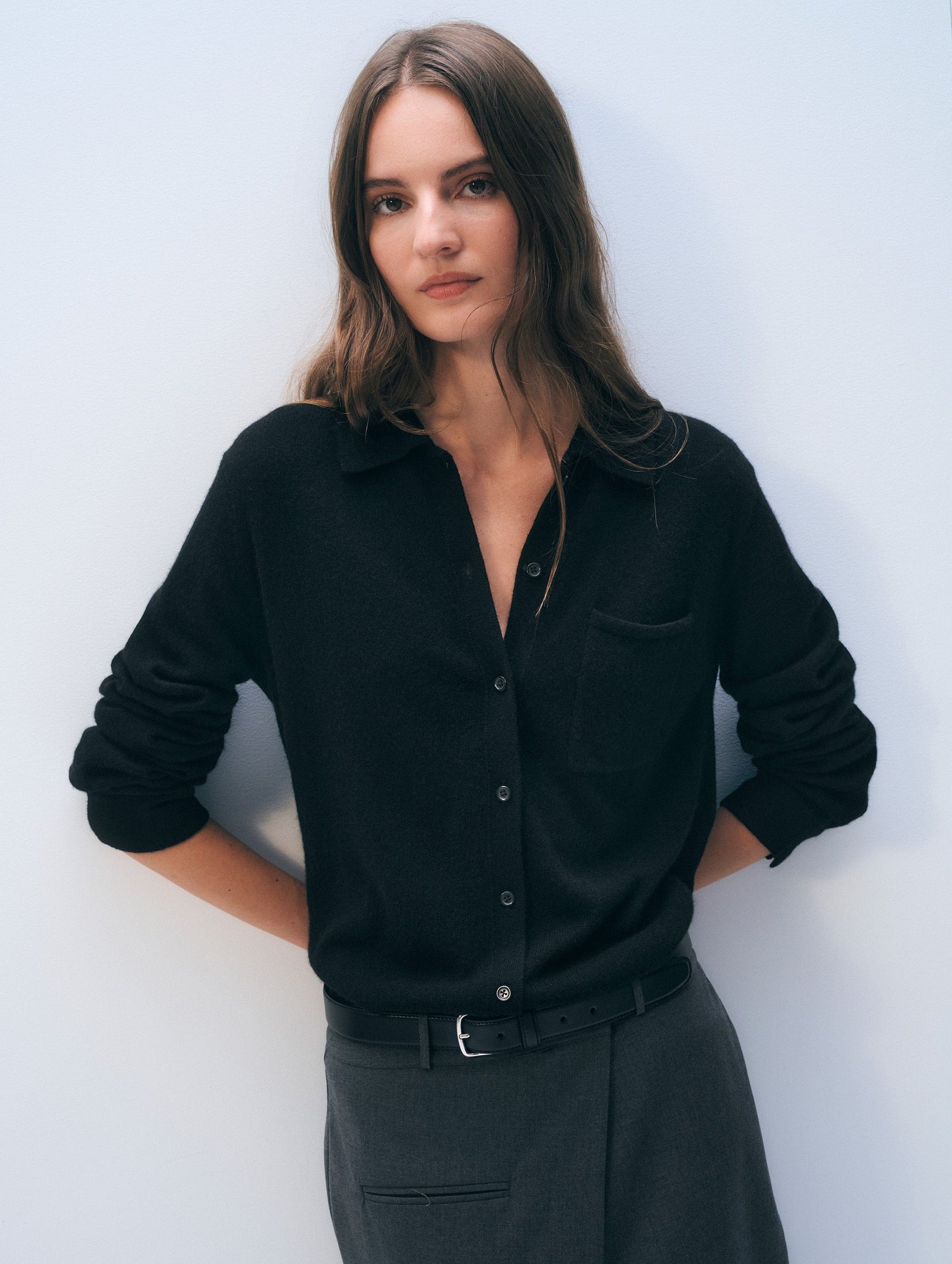 White + Warren Cashmere Button Shirt