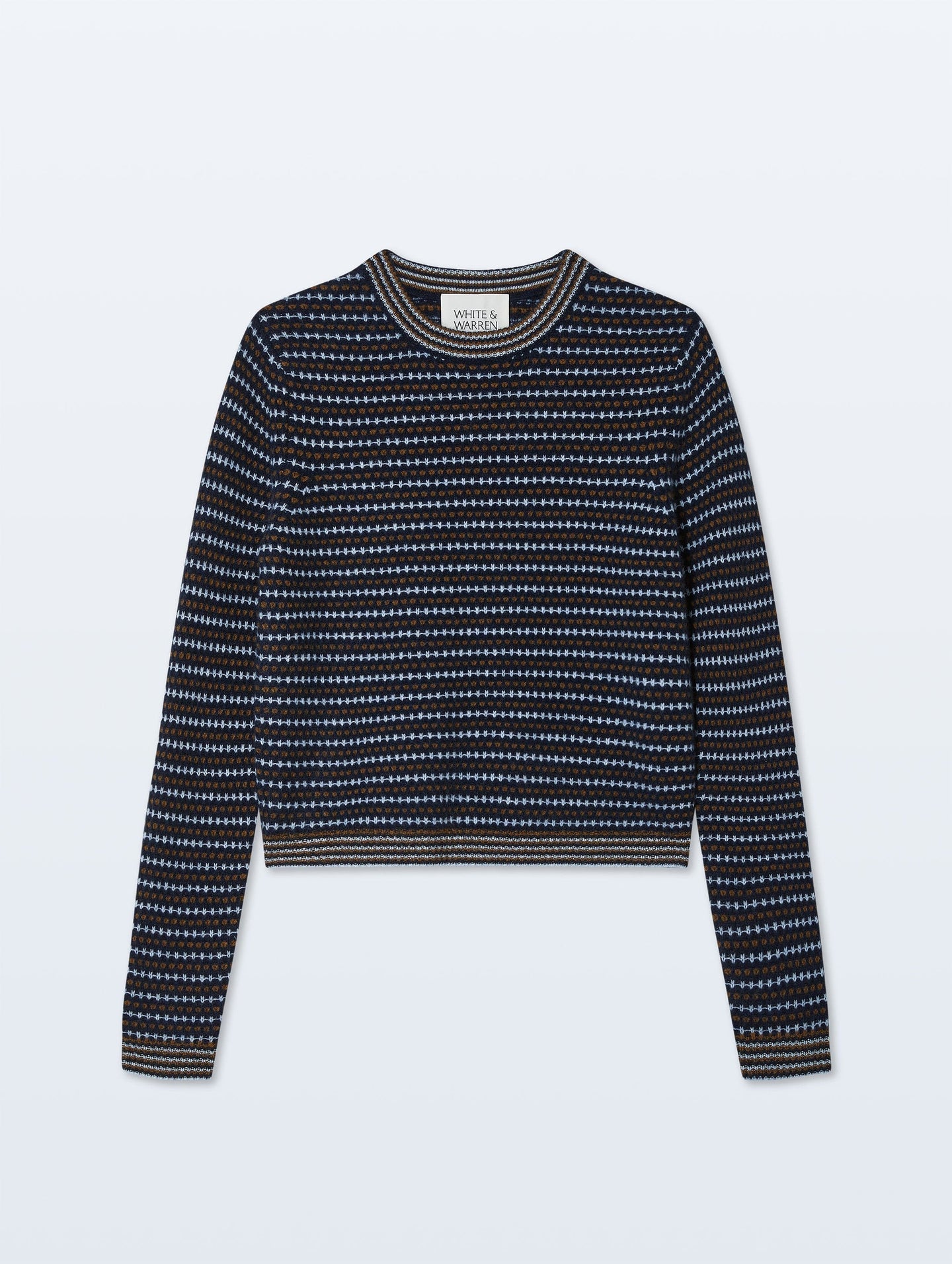 White + Warren Cashmere Textured Stripe Crew