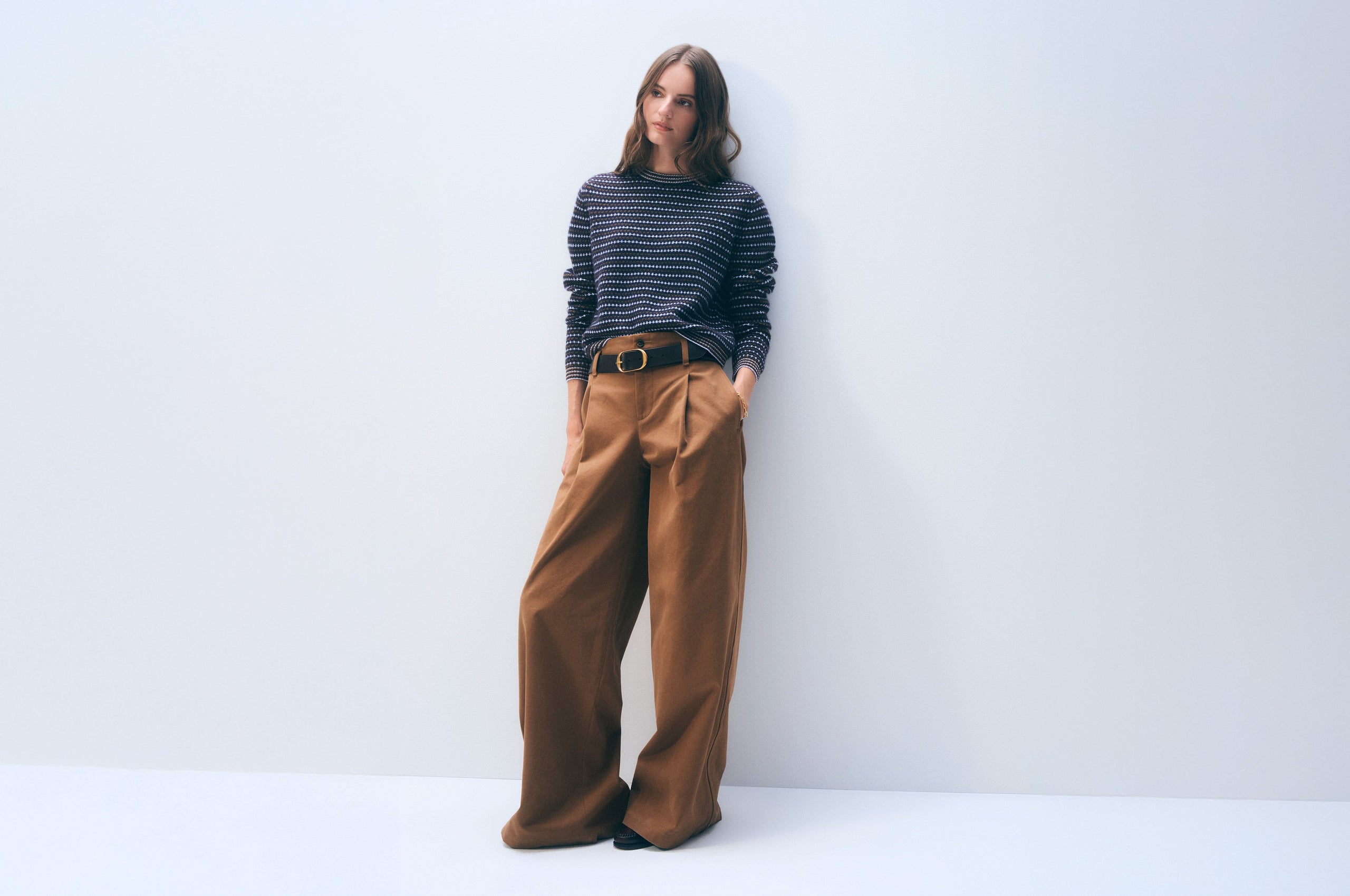 White + Warren Cashmere Textured Stripe Crew