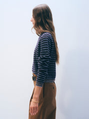 White + Warren Cashmere Textured Stripe Crew