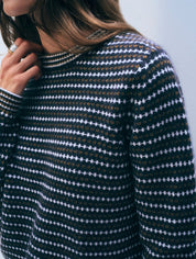 White + Warren Cashmere Textured Stripe Crew
