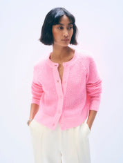 White + Warren Cashmere Mesh Cardigan