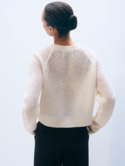 White + Warren Cashmere Mesh Cardigan