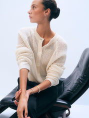 White + Warren Cashmere Mesh Cardigan