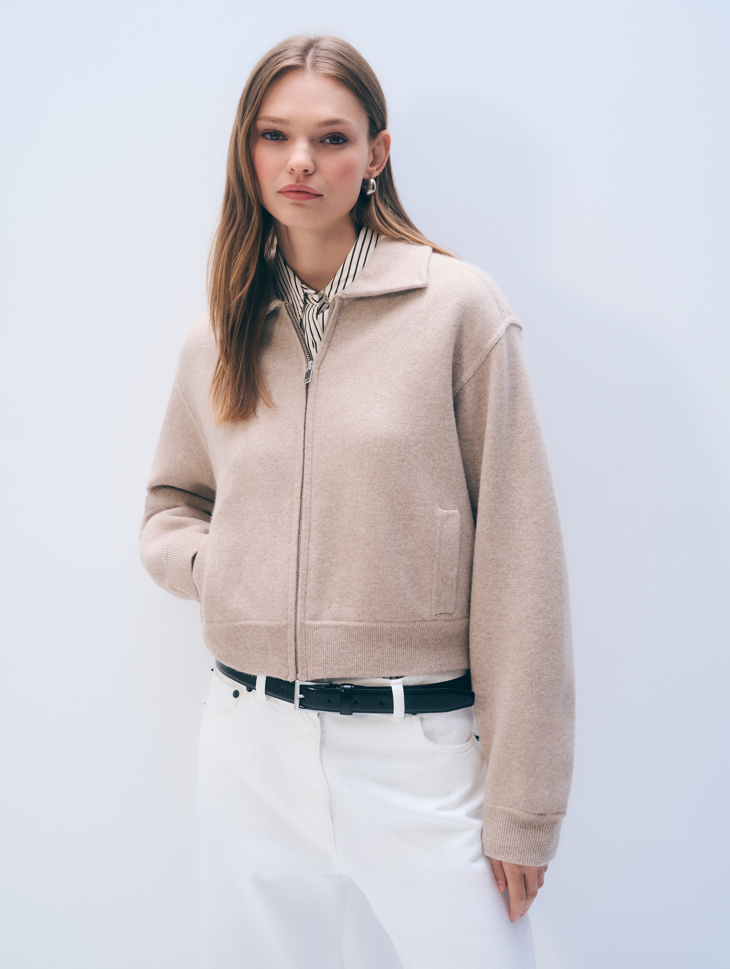 White + Warren Cashmere Blend Bomber