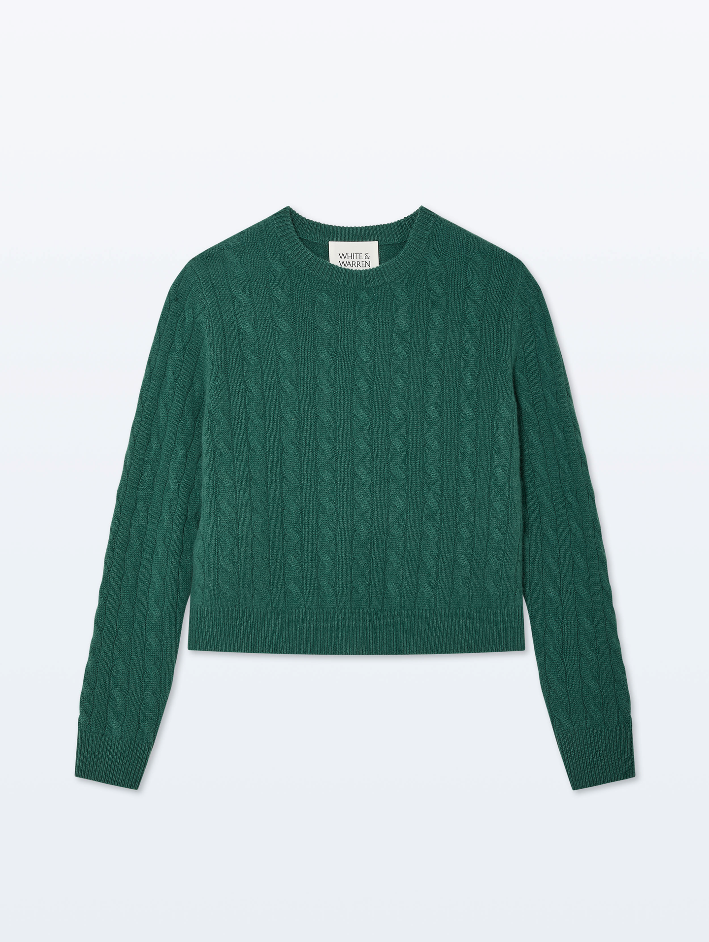 White + Warren Varsity Cable Crewneck