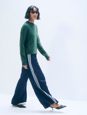 White + Warren Varsity Cable Crewneck