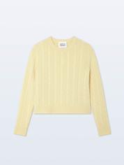 White + Warren Varsity Cable Crewneck