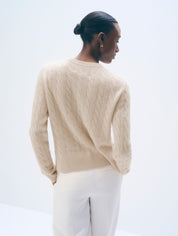 White + Warren Varsity Cable Crewneck