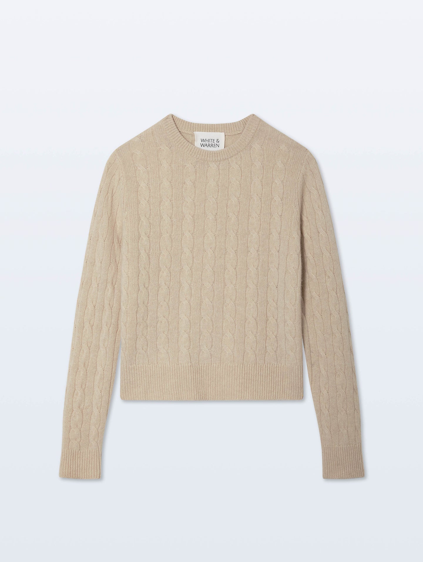 White + Warren Varsity Cable Crewneck