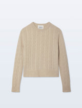 White + Warren Varsity Cable Crewneck