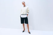 White + Warren Varsity Cable Crewneck