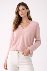 White + Warren Varsity Cotton V-Neck